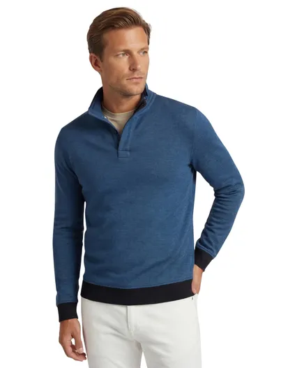 Baileys Baileys trui half zip donkerblauw effen