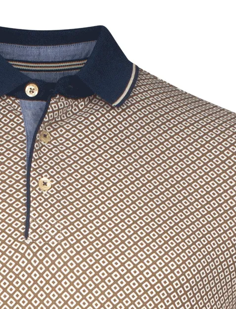 Baileys polo beige geprint katoen 3 knoop fastener