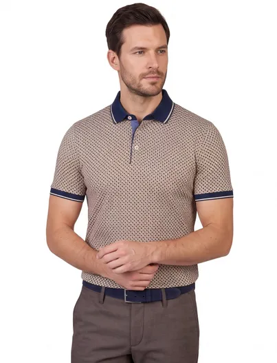 Baileys Baileys polo beige geprint