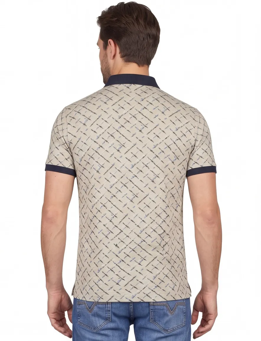Baileys polo beige geprint korte mouw