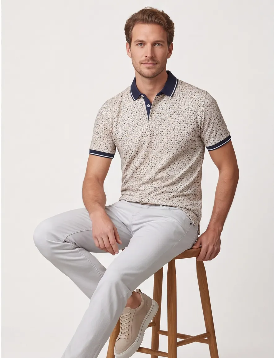 Baileys polo beige geprint