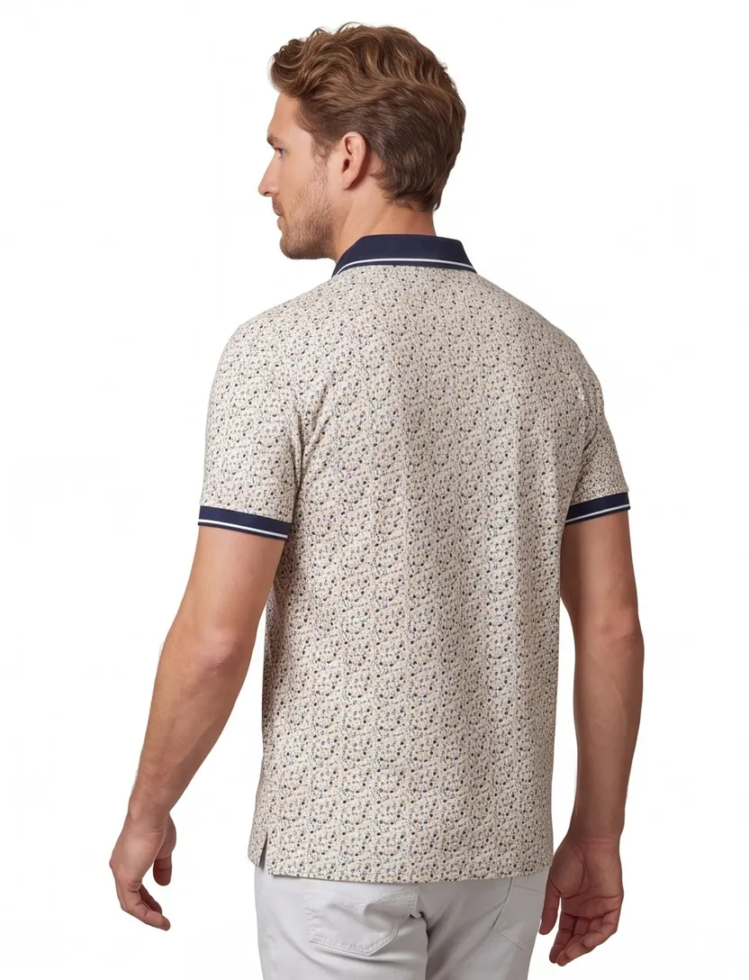 Baileys polo beige geprint katoen en elastaan