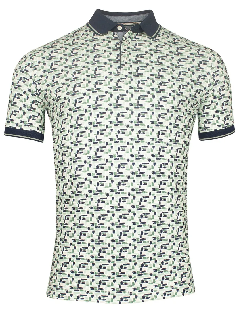Baileys polo groen geprint multicolor zwart-wit