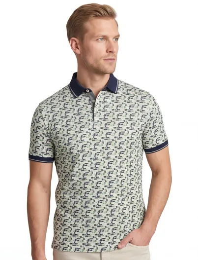 Baileys Baileys polo groen geprint normale fit