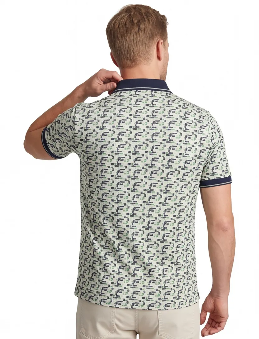 Baileys polo groen geprint multicolor zwart-wit