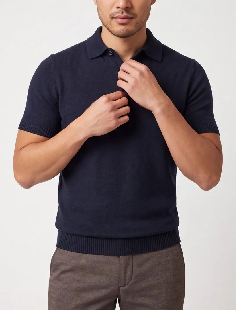 Baileys polo donkerblauw met 3 knoop fastener