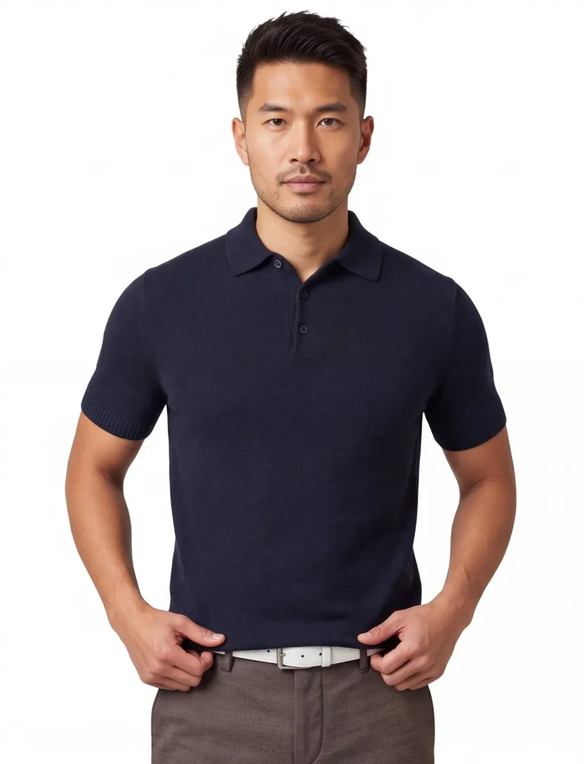 Baileys polo donkerblauw met 3 knoop fastener