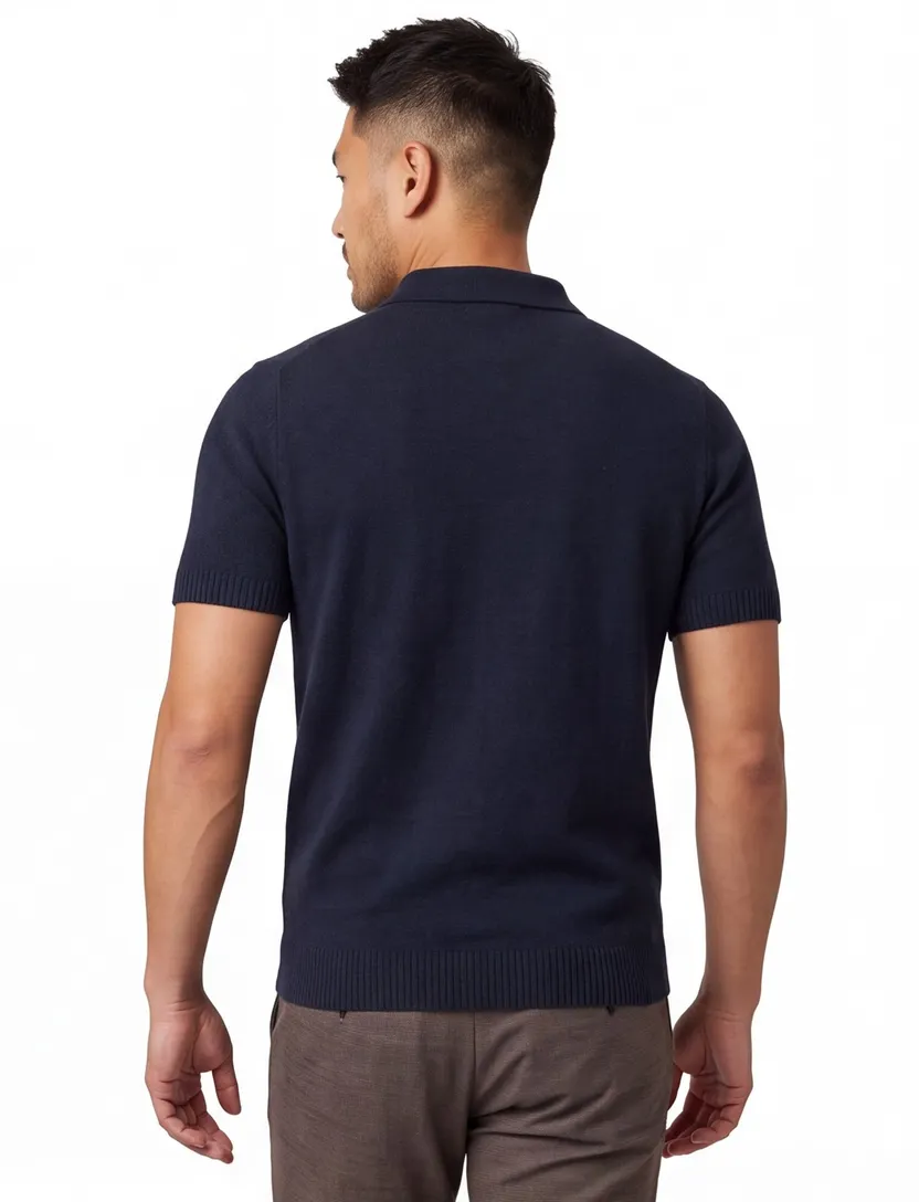 Baileys polo donkerblauw met 3 knoop fastener