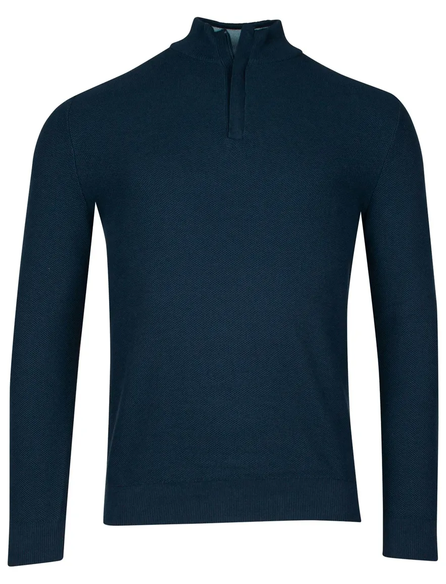 Baileys trui half zipper donkerblauw 100% katoen