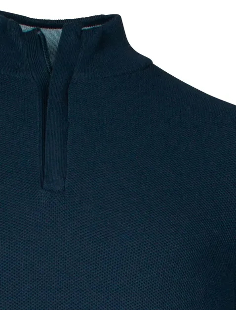 Baileys trui half zipper donkerblauw 100% katoen