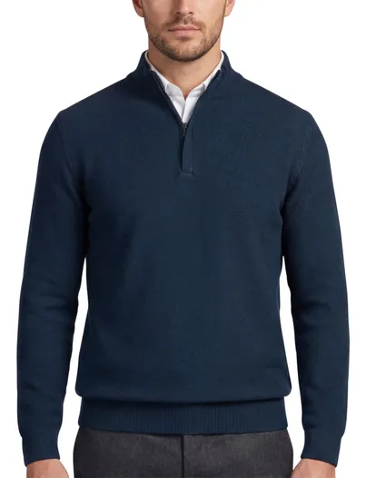 Baileys Baileys trui half zipper donkerblauw 100% katoen