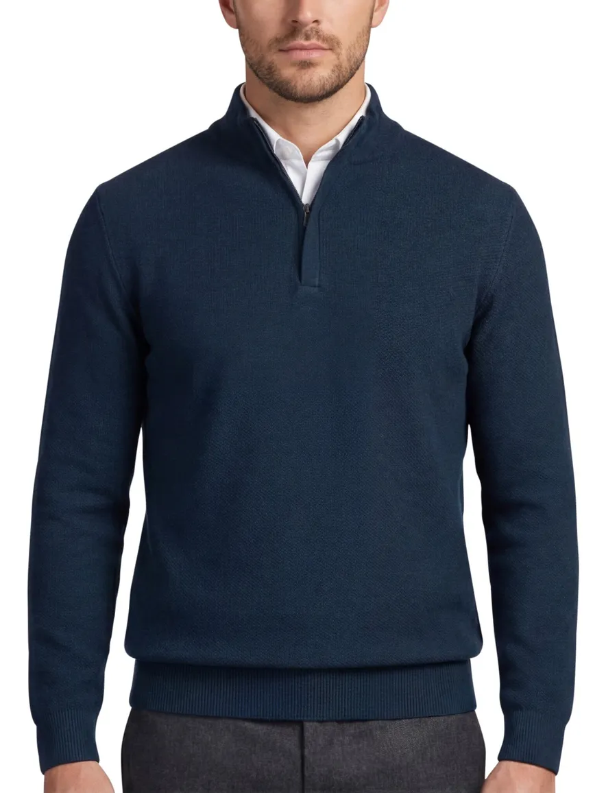 Baileys trui half zipper donkerblauw 100% katoen