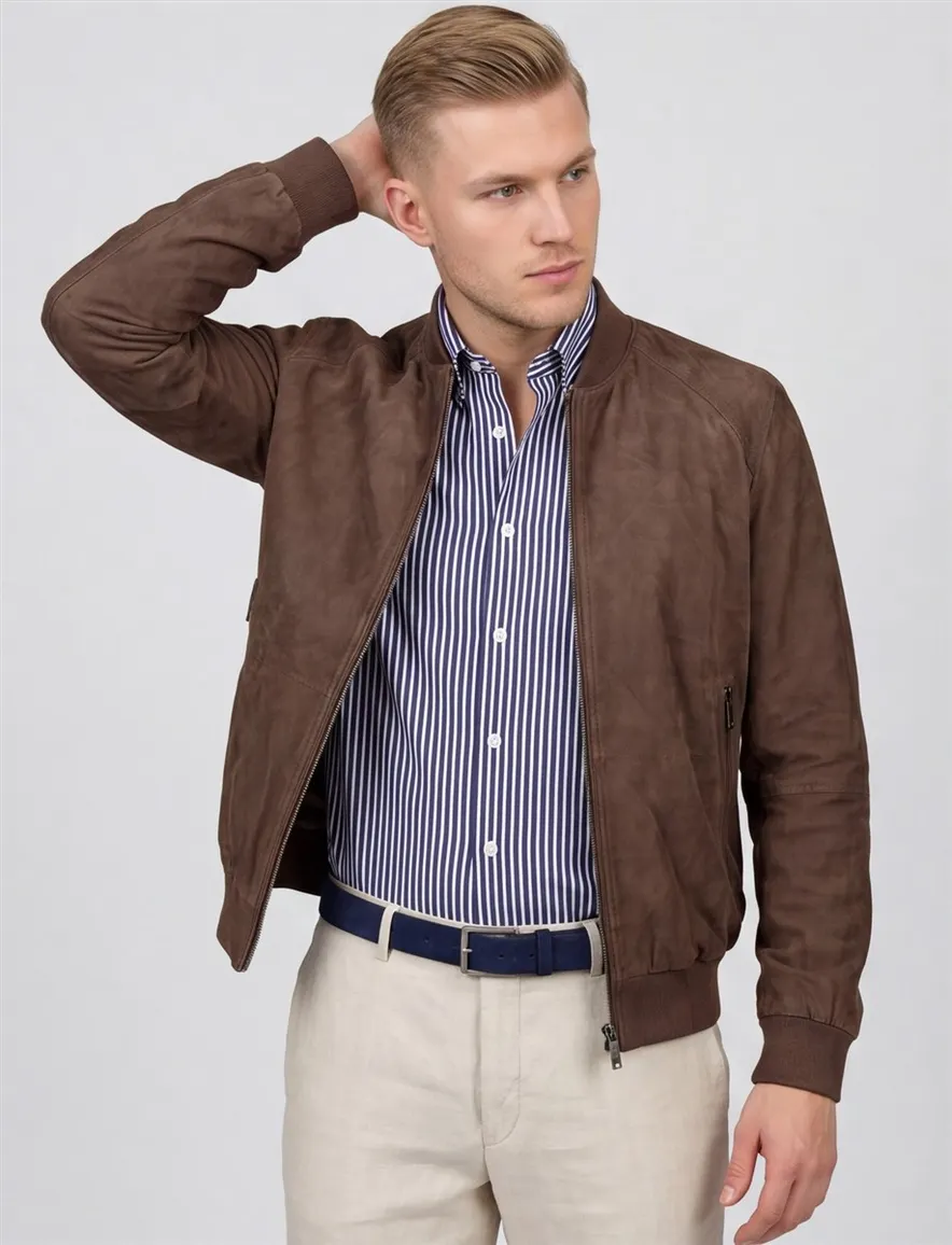Wellington of Bilmore bomberjack effen bruin suede