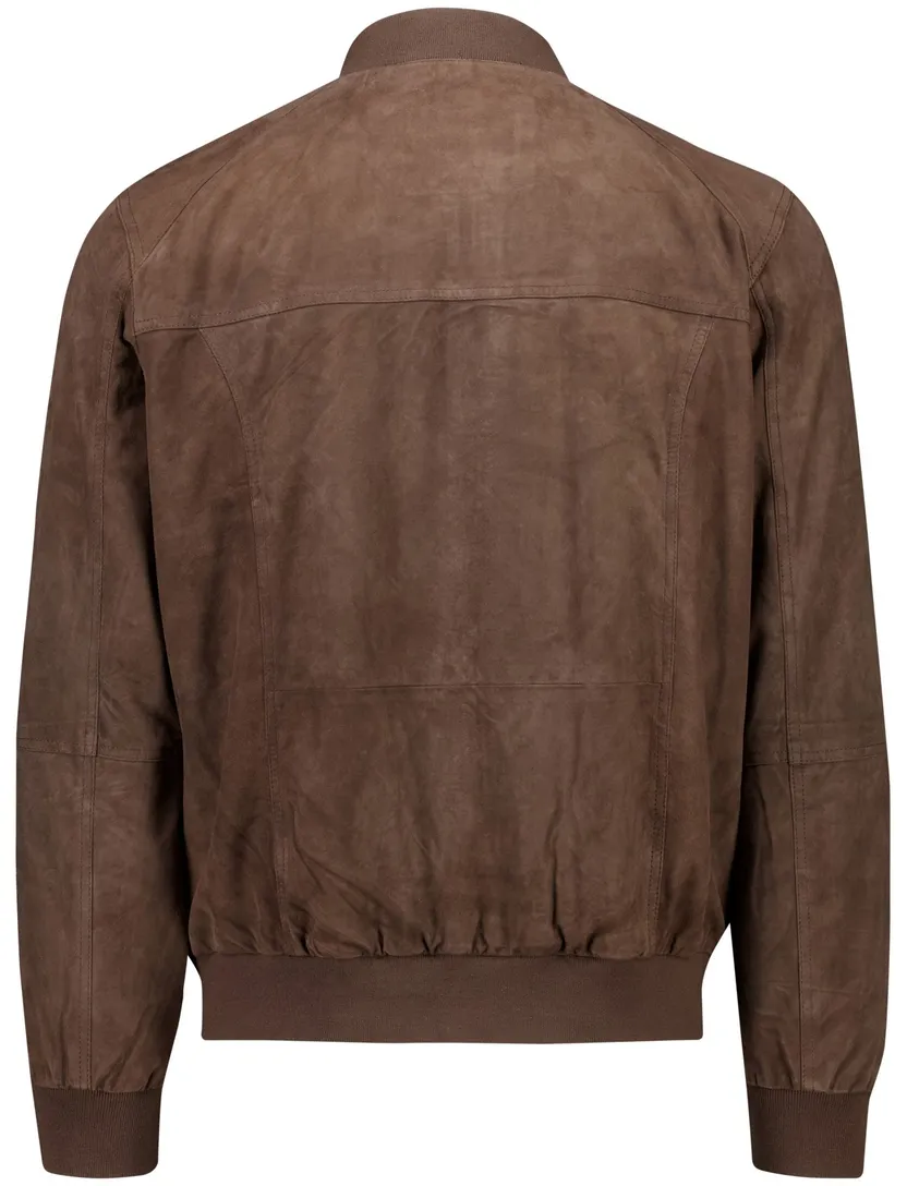 bomberjack Wellington of Bilmore effen bruin suede normale fit