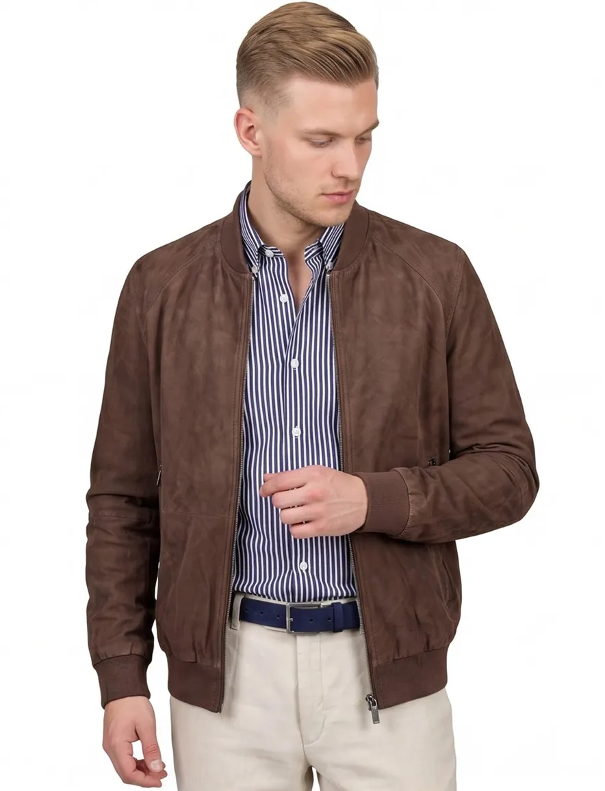 Wellington of Bilmore bomberjack effen bruin suede
