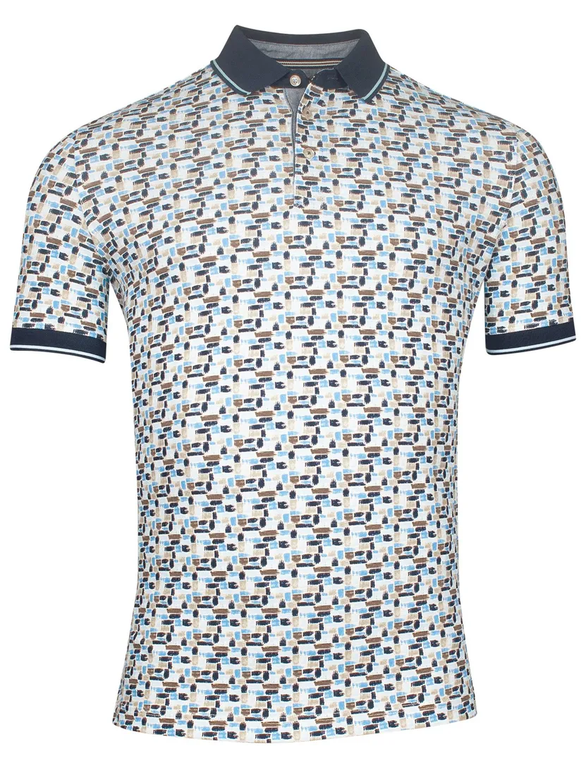Baileys polo blauw geprint v-hals