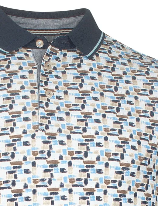 Baileys polo blauw geprint v-hals