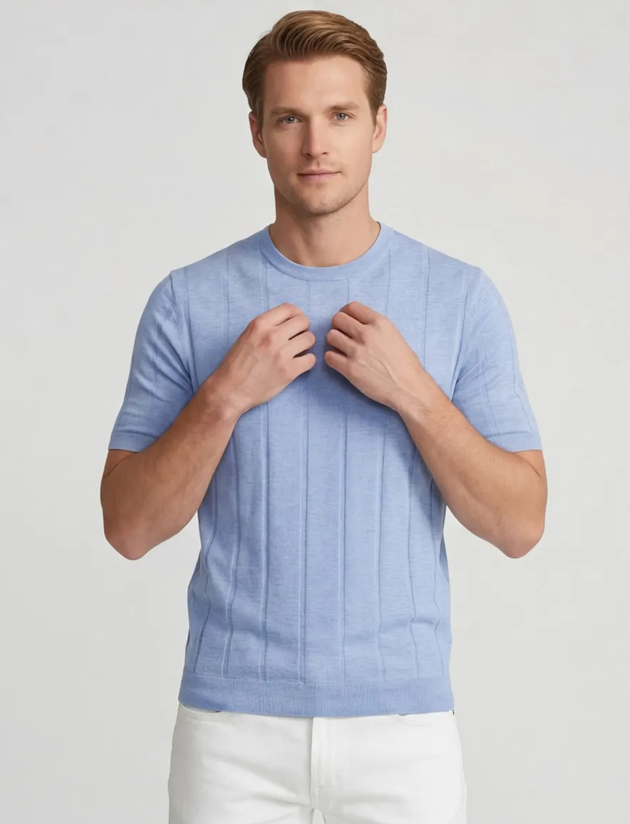 Paul & Shark Fresco knitted t-shirt lichtblauw