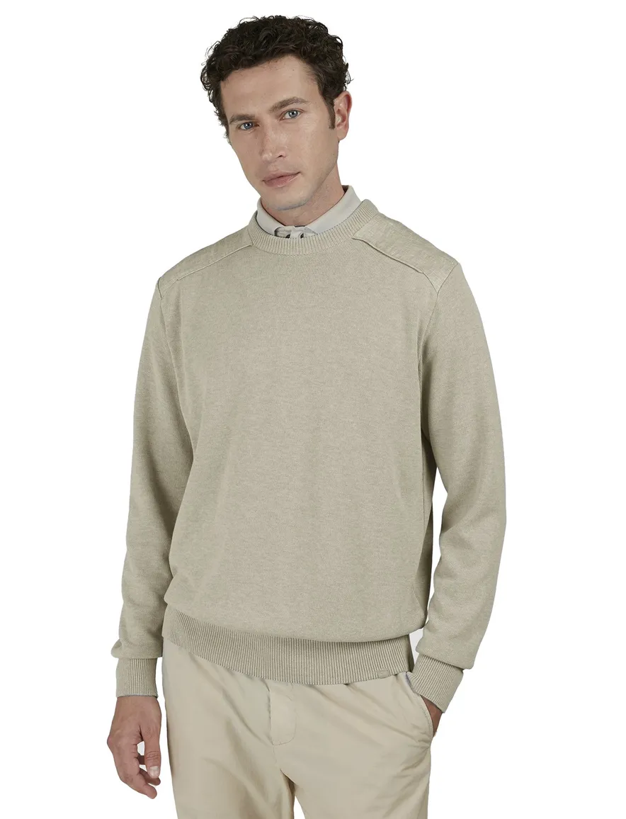 Paul & Shark ronde hals trui beige katoen