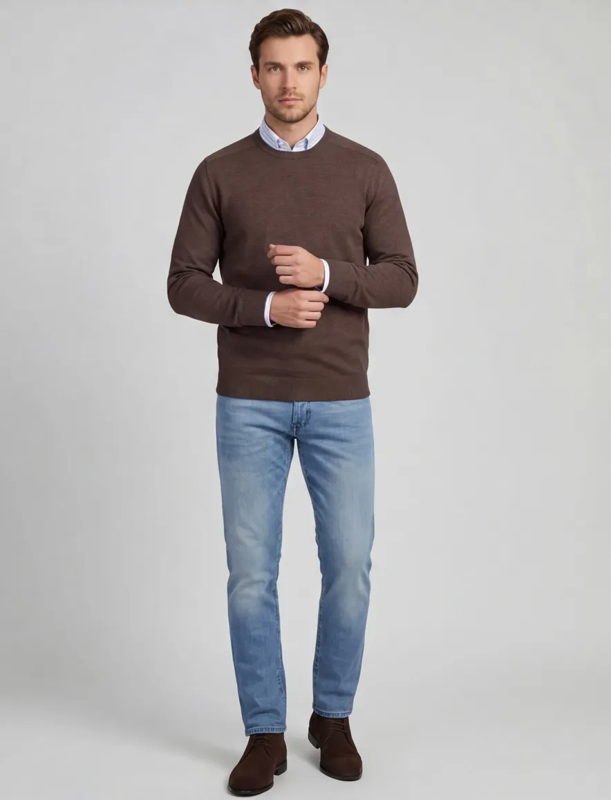 Paul & Shark Cotton & Silk trui bruin