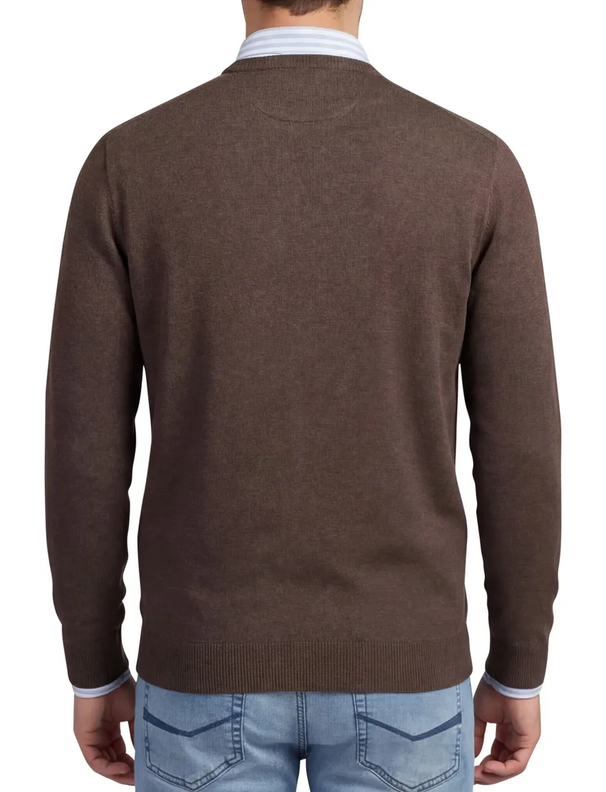 Paul & Shark Cotton & Silk trui bruin