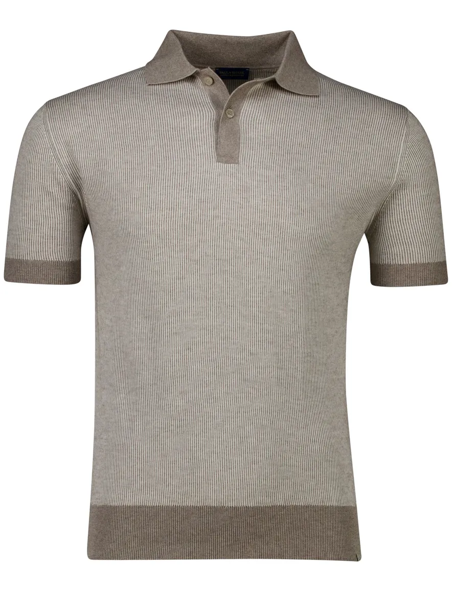 Paul & Shark poloshirt korte mouw bruin gestreept