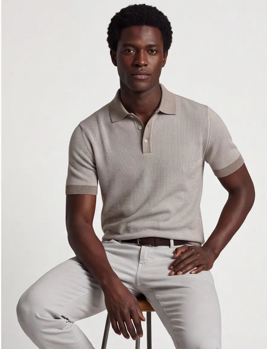 Paul & Shark poloshirt korte mouw bruin gestreept