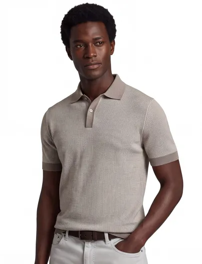 Paul & Shark Paul & Shark poloshirt korte mouw bruin gestreept