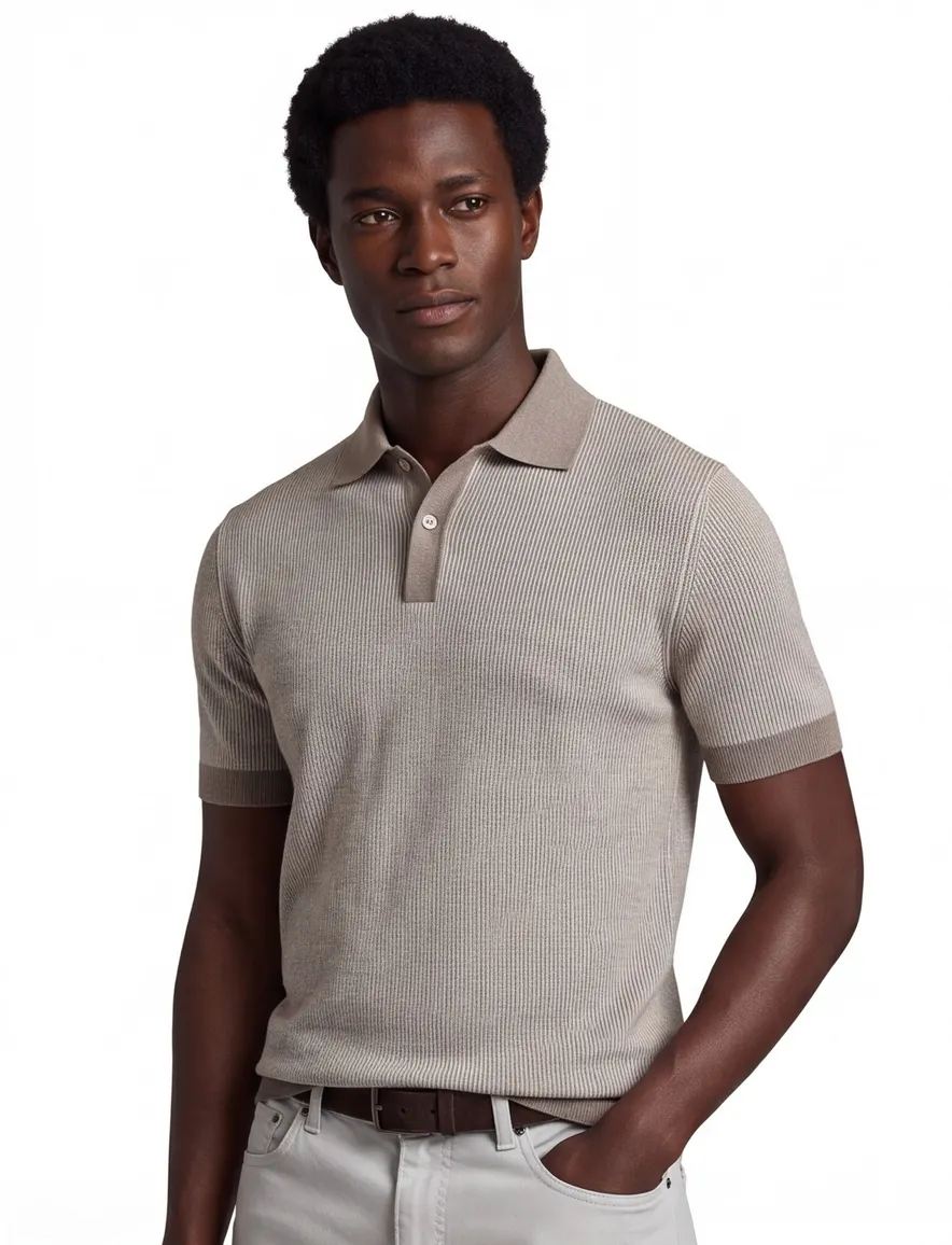 Paul & Shark poloshirt korte mouw bruin gestreept