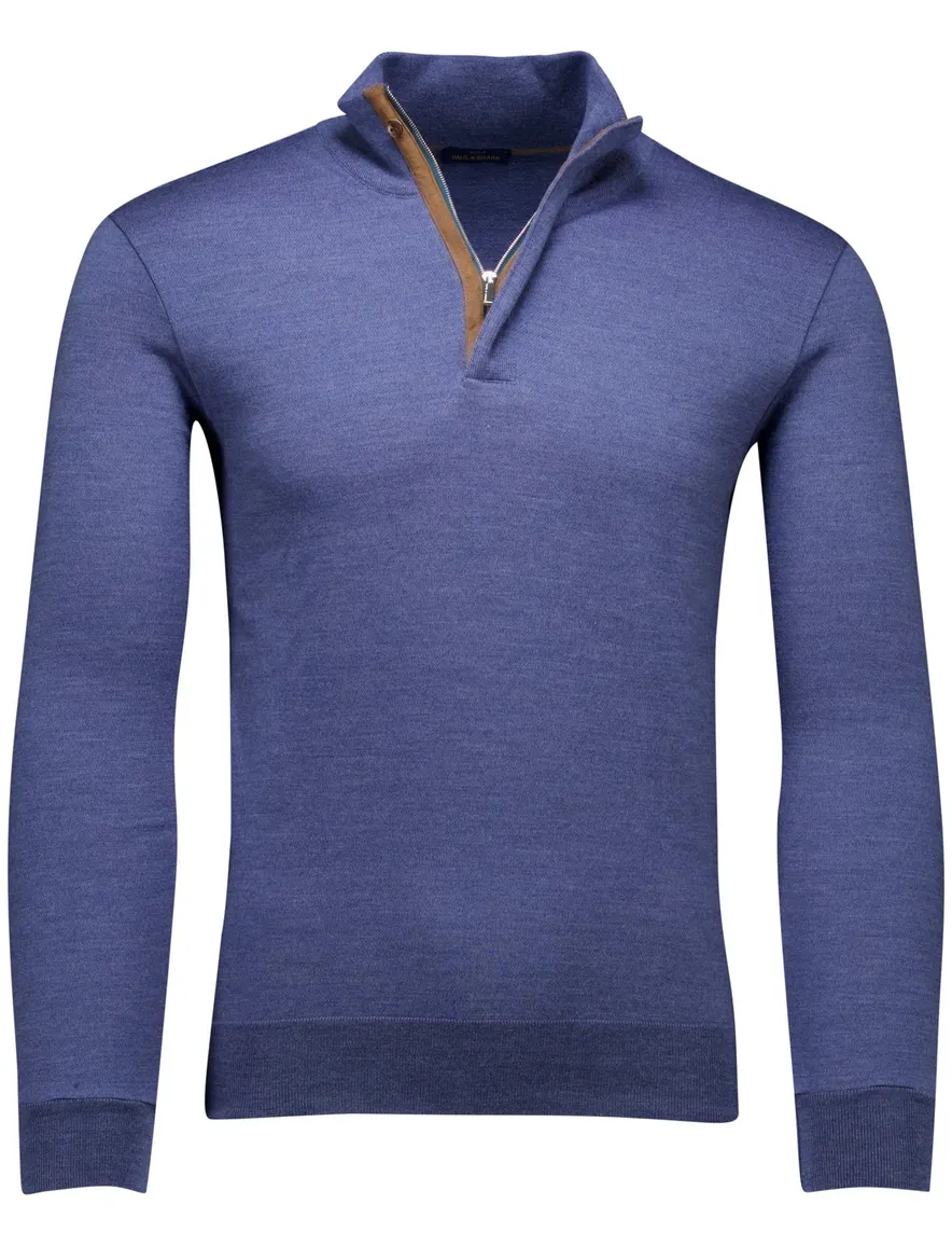 Paul & Shark trui blauw gemeleerd 100% lamswol