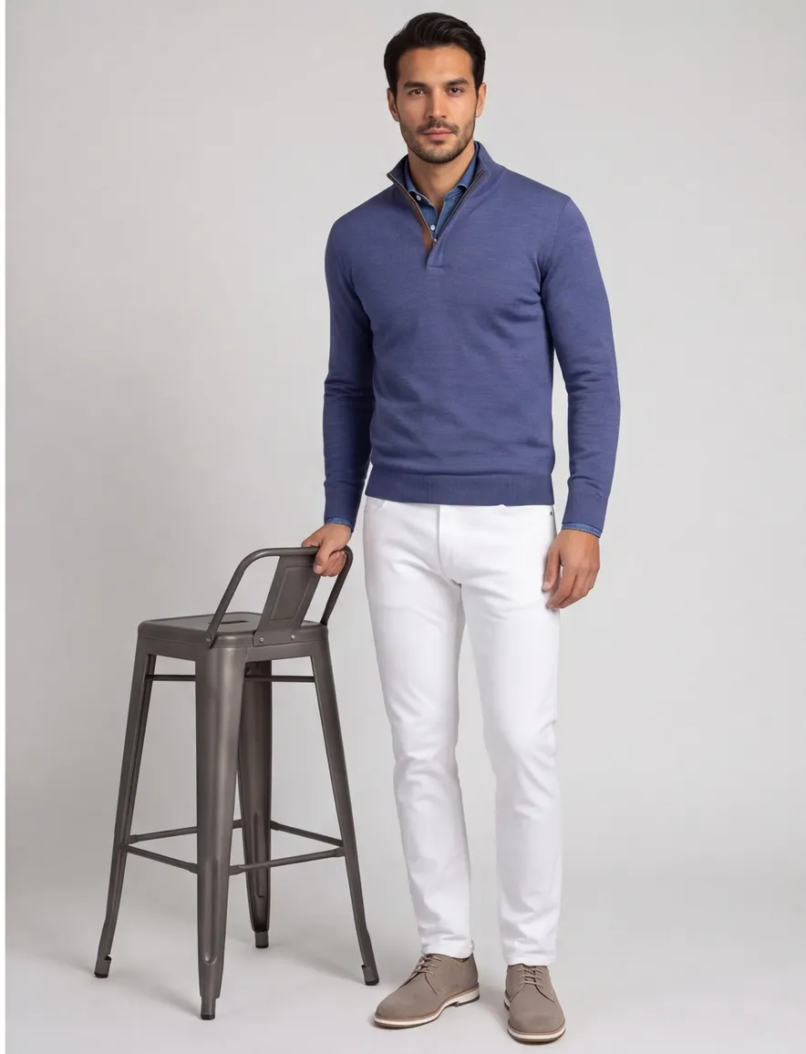 Paul & Shark trui blauw gemeleerd 100% lamswol