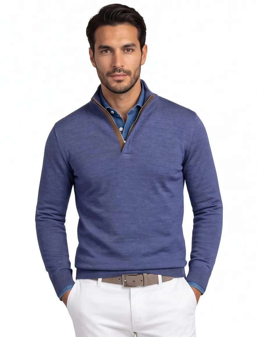 Paul & Shark trui blauw gemeleerd 100% lamswol