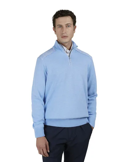 Paul & Shark Paul & Shark trui lichtblauw Cotton Zipped Sweater