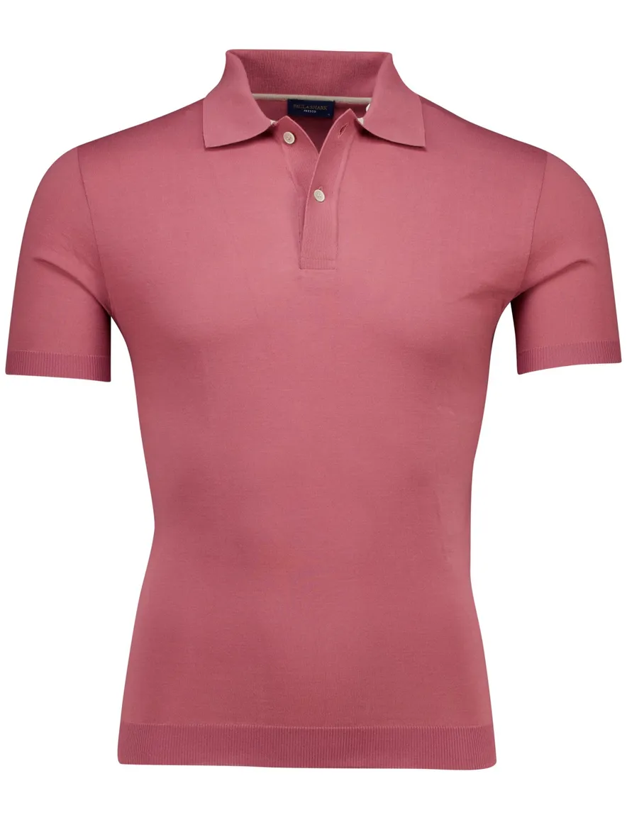 Paul & Shark knitted polo roze effen wijde fit