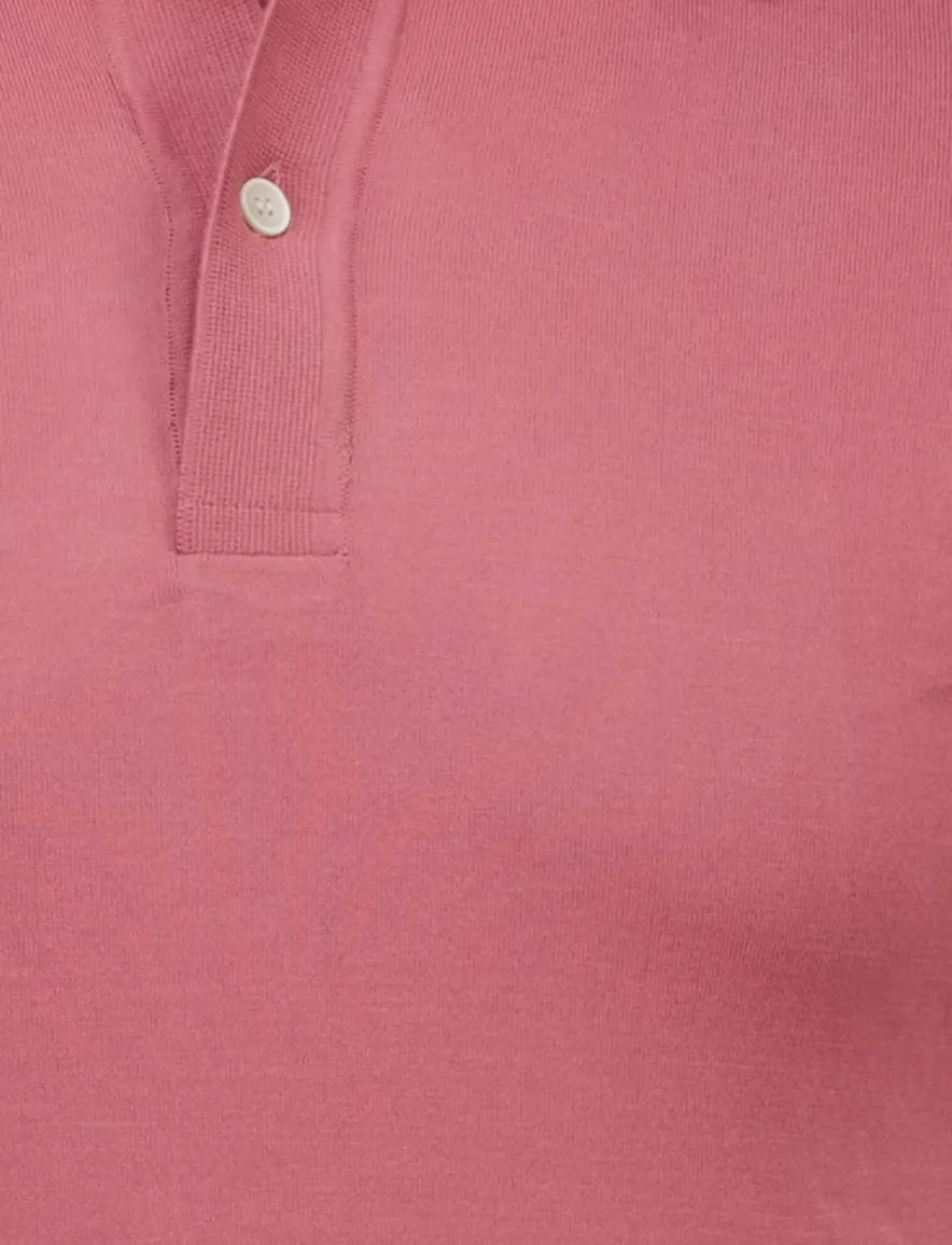 Paul & Shark knitted polo roze effen wijde fit