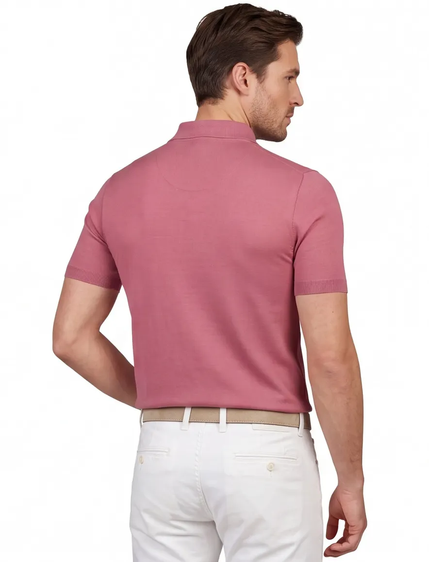 Paul & Shark knitted polo roze effen wijde fit