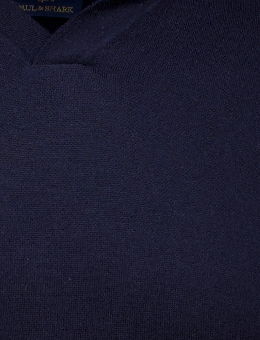 Paul & Shark polo navy effen lamswol gebreid