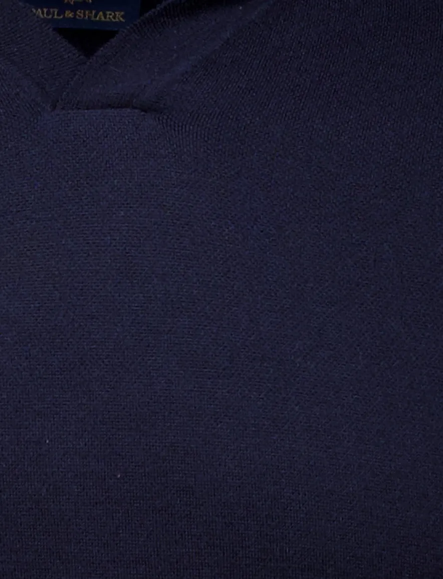 Paul & Shark polo navy effen lamswol gebreid