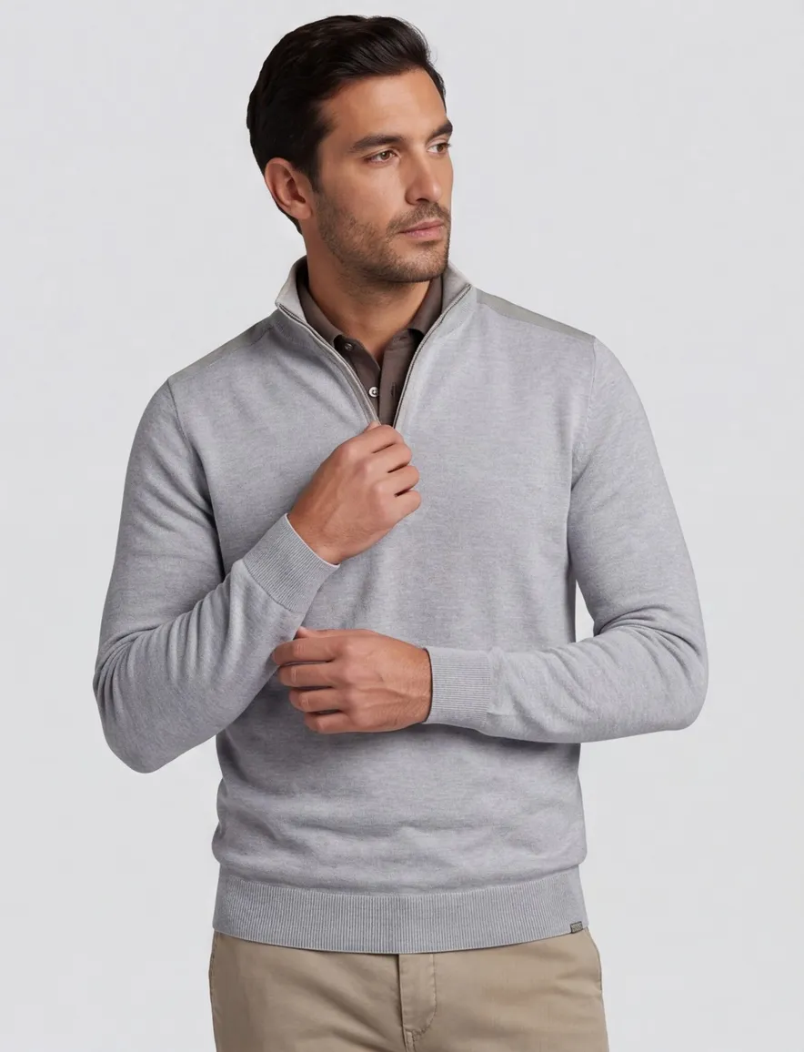 Paul & Shark trui grijs half zip