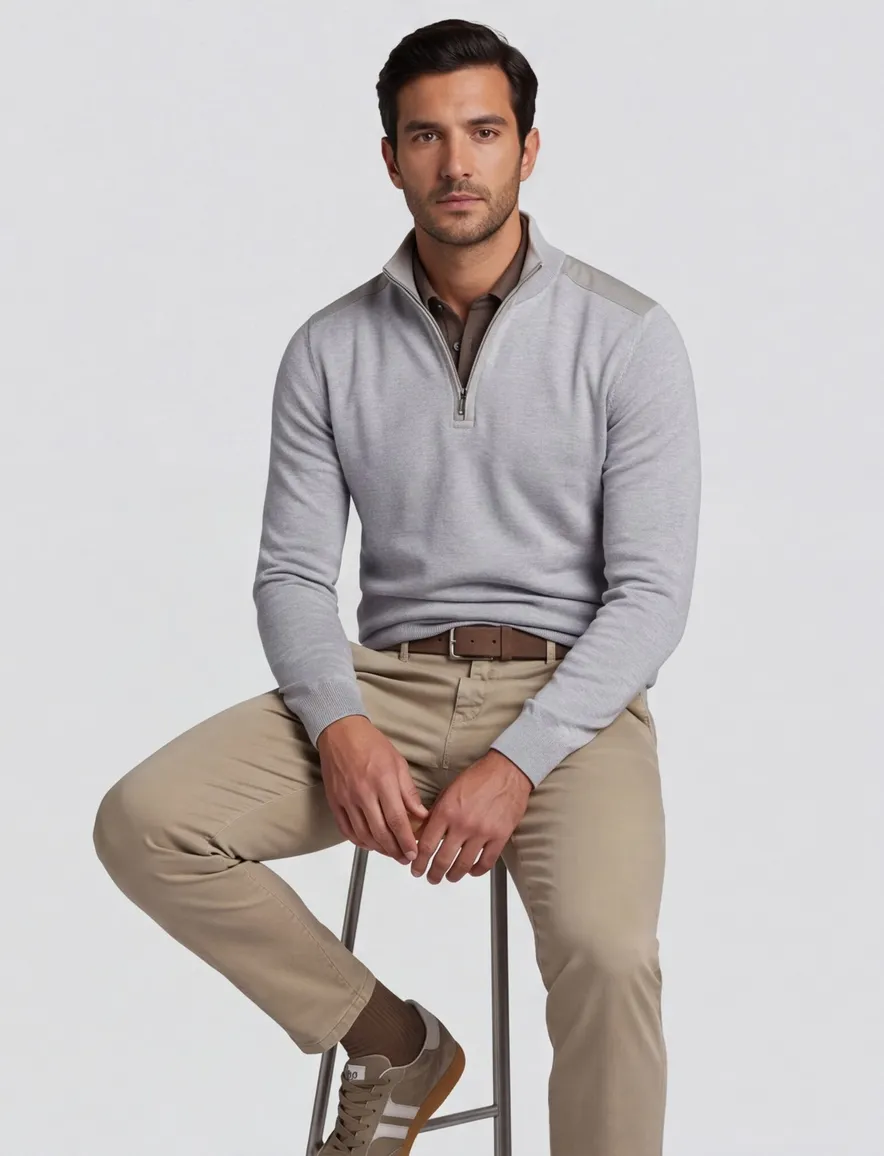 Paul & Shark trui grijs half zip
