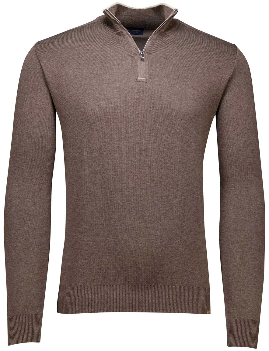 Paul & Shark trui bruin half zip wijde fit