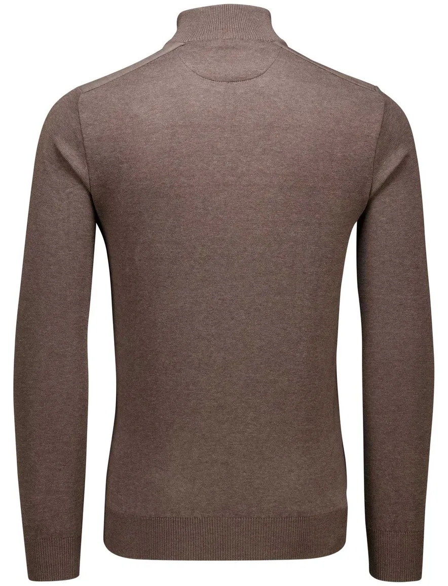 Paul & Shark trui bruin half zip wijde fit