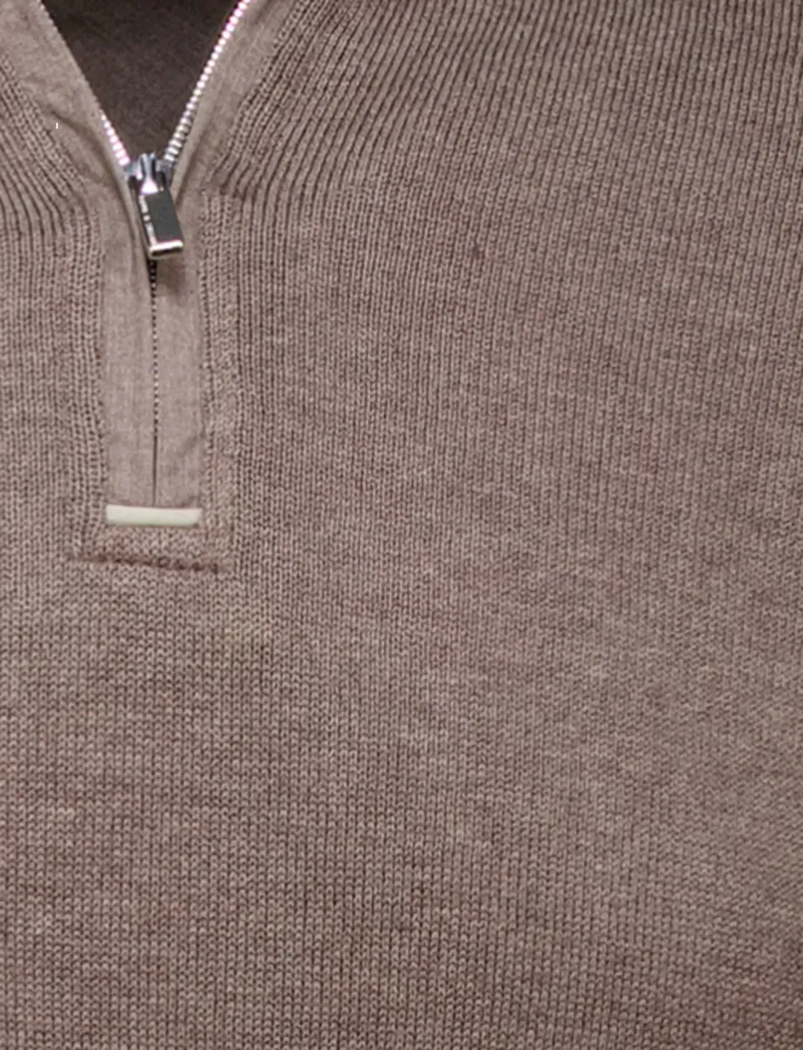 Paul & Shark trui bruin half zip wijde fit