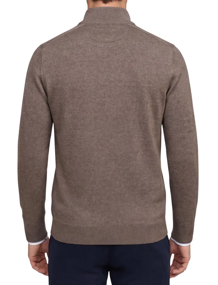 Paul & Shark trui bruin half zip wijde fit