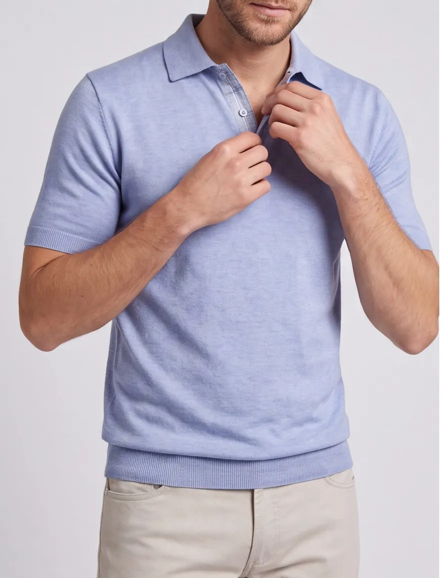 Paul & Shark polo lichtblauw 100% katoen 2 knoops