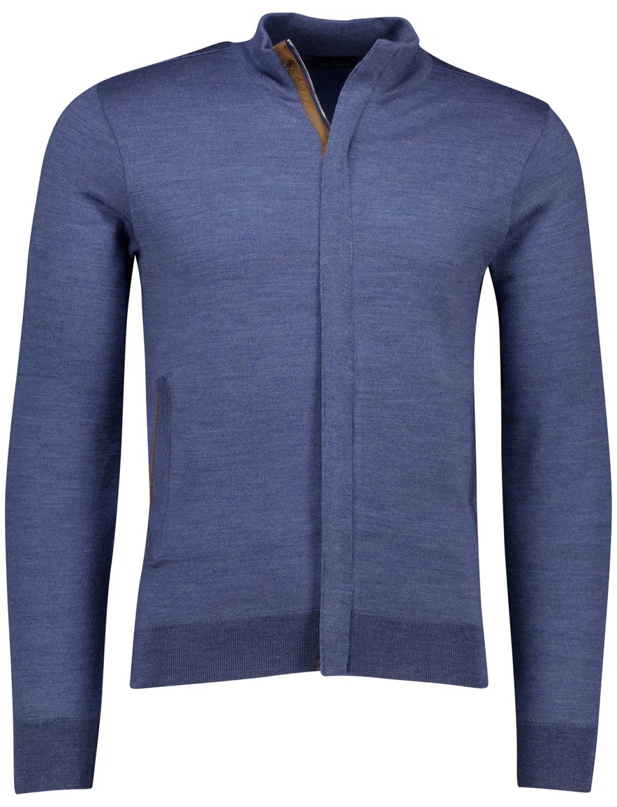 Paul & Shark vest blauw wol gemêleerd