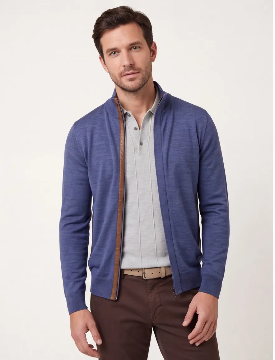Paul & Shark vest blauw wol gemêleerd