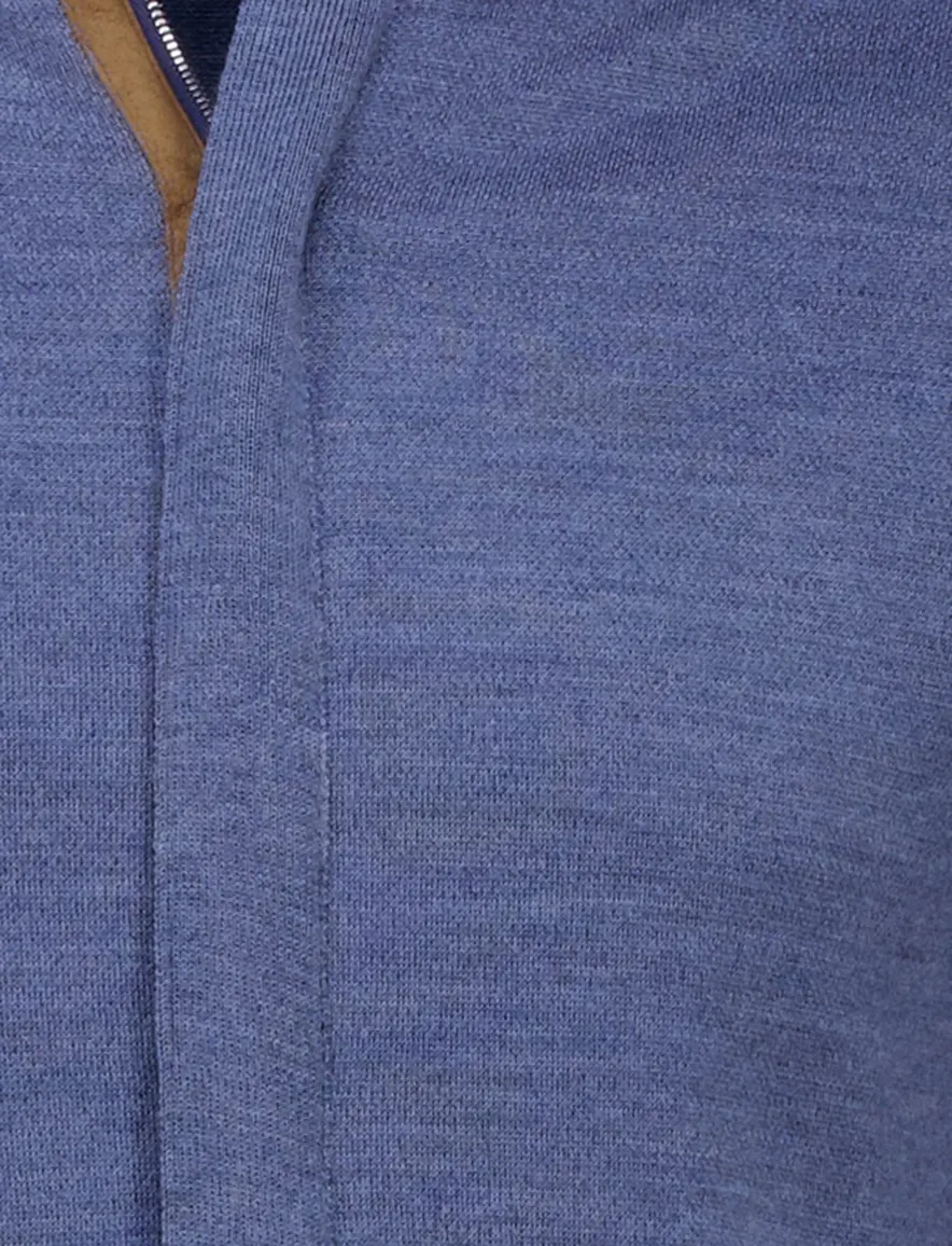Paul & Shark vest blauw wol gemêleerd