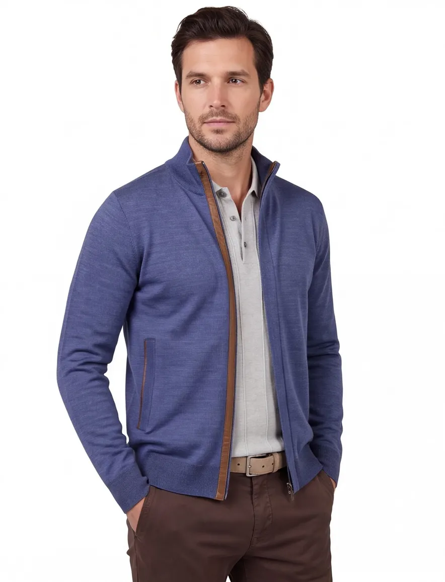 Paul & Shark vest blauw wol gemêleerd