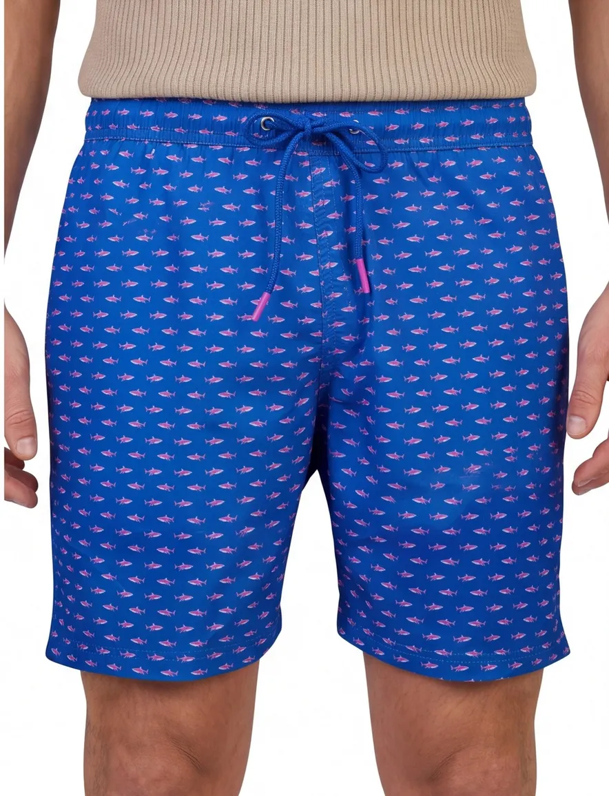 Paul & Shark zwemshort blauw haaien print wijde fit